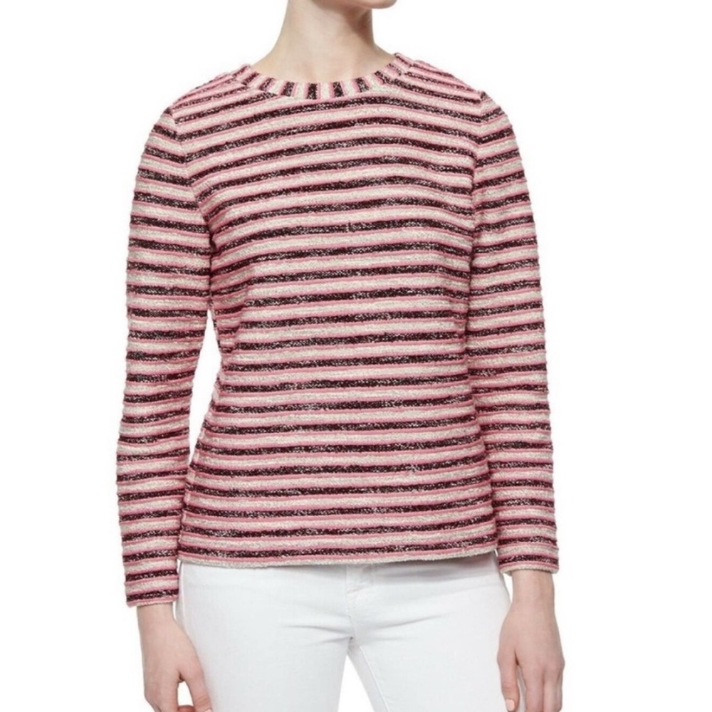 Tory Burch Pink Striped Crewneck Pullover Sweater Size Small